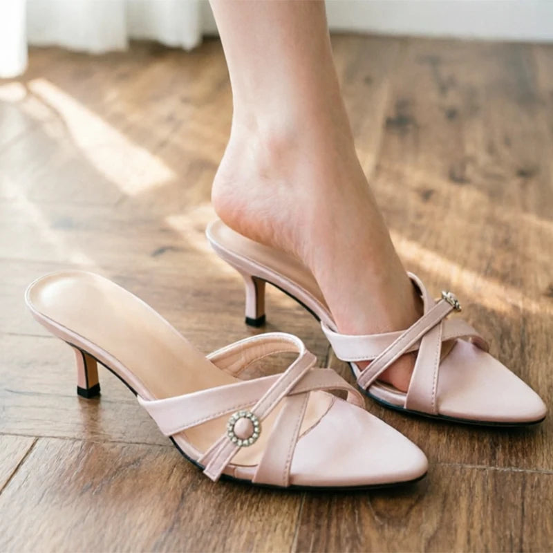 Sexy High Heels Slippers Pointed Toe Heels Shoes for Woman Sandals Luxury Dress Slides Elegant Pumps Party Mujer Flip Flops