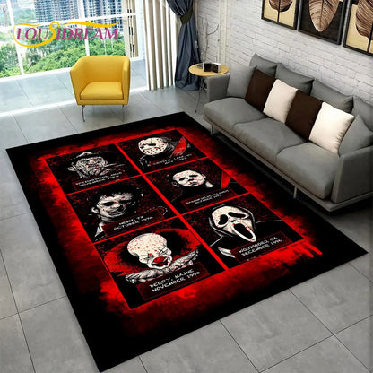 Horror Movie Character Chucky Saw Cartoon Area Rug,Carpet Rug for Living Room Bedroom Sofa Doormat Decoration Non-slip Floor Mat