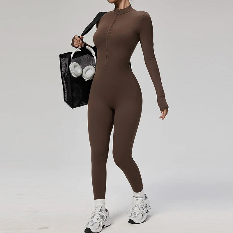 Autumn Sports Jumpsuits Women's Tracksuit Short One-Piece Fitness Suits Gym Clothing Female Sexy Long Sleeve Workout Overalls