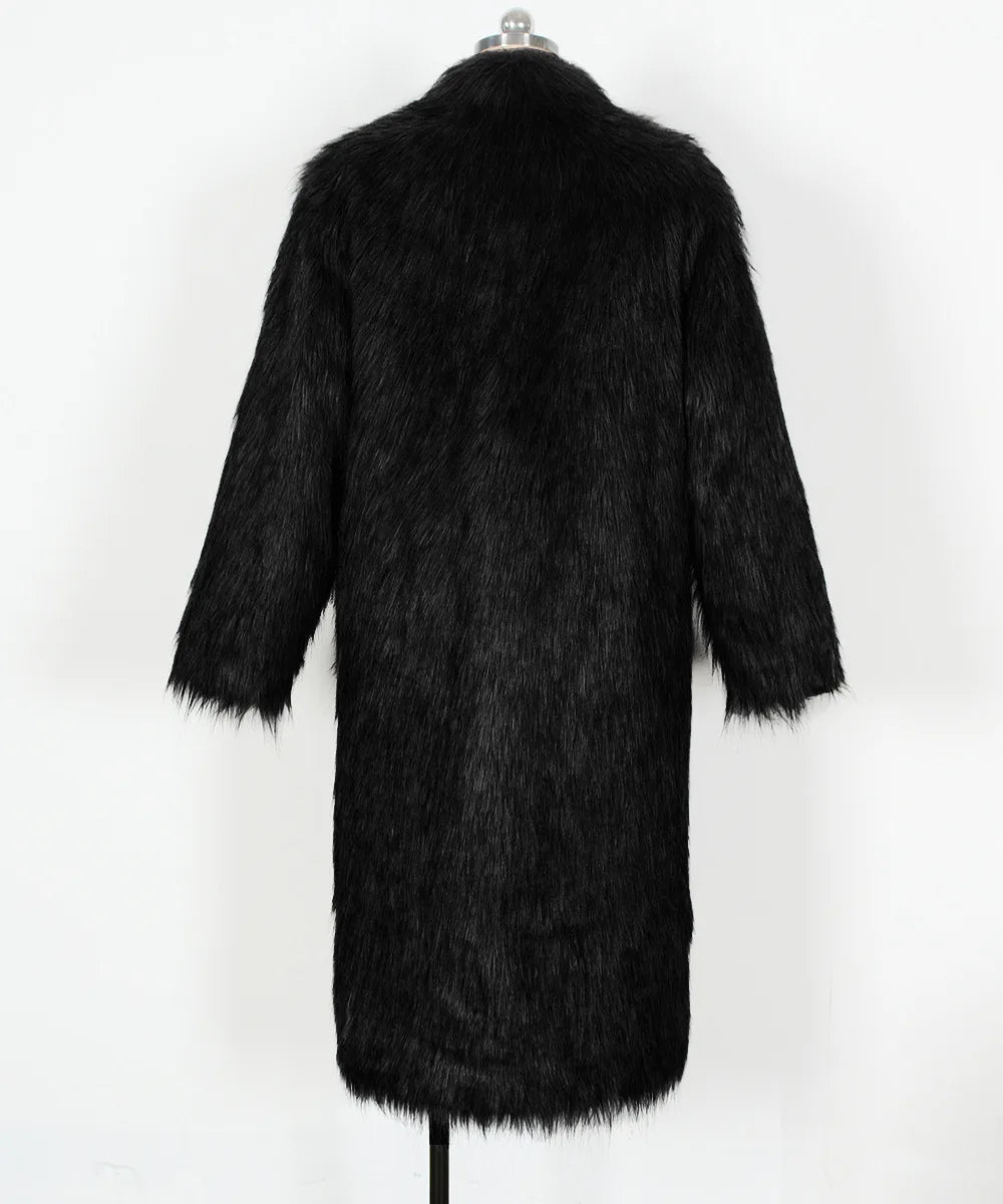 2026 Winter Stand Collar Faux Fur Long Coat Women Elegant Long Sleeve Fluffy Plush Jacket Lady Casual Thick Warm Furry Outwear