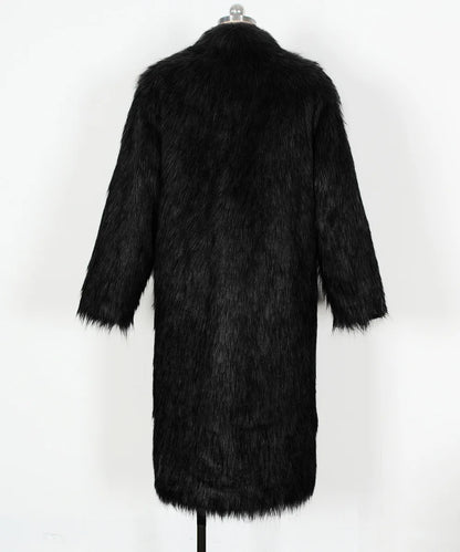 2026 Winter Stand Collar Faux Fur Long Coat Women Elegant Long Sleeve Fluffy Plush Jacket Lady Casual Thick Warm Furry Outwear