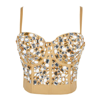 Quality Pearl Tank Tops Rhinestone Women Crop Top Club Clothes Streetwear Y2K Corset Woman Shaper Camis Fashion Feamale Clothing