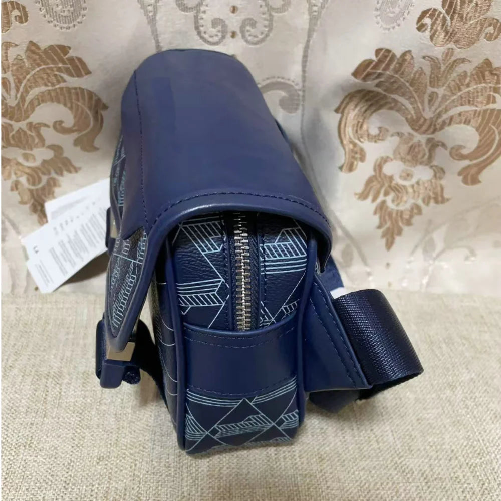 New retro printed messenger men's shoulder bag, PU casual trend crossbody bag, Boy fashionable mobile phone storage handbag