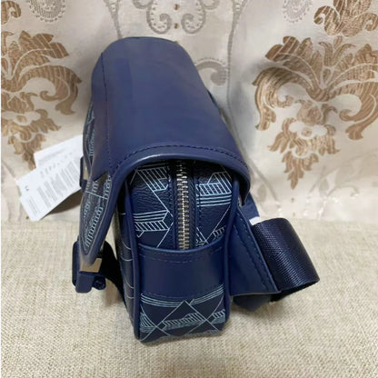 New retro printed messenger men's shoulder bag, PU casual trend crossbody bag, Boy fashionable mobile phone storage handbag