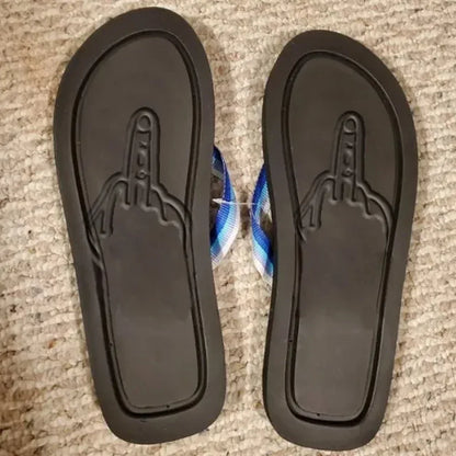 Quick- Dry Hidden Middle Finger Slippers Figure with Legs Flip Flops Parody Middle Finger Beach Summer Comfort Non Slip Sandal