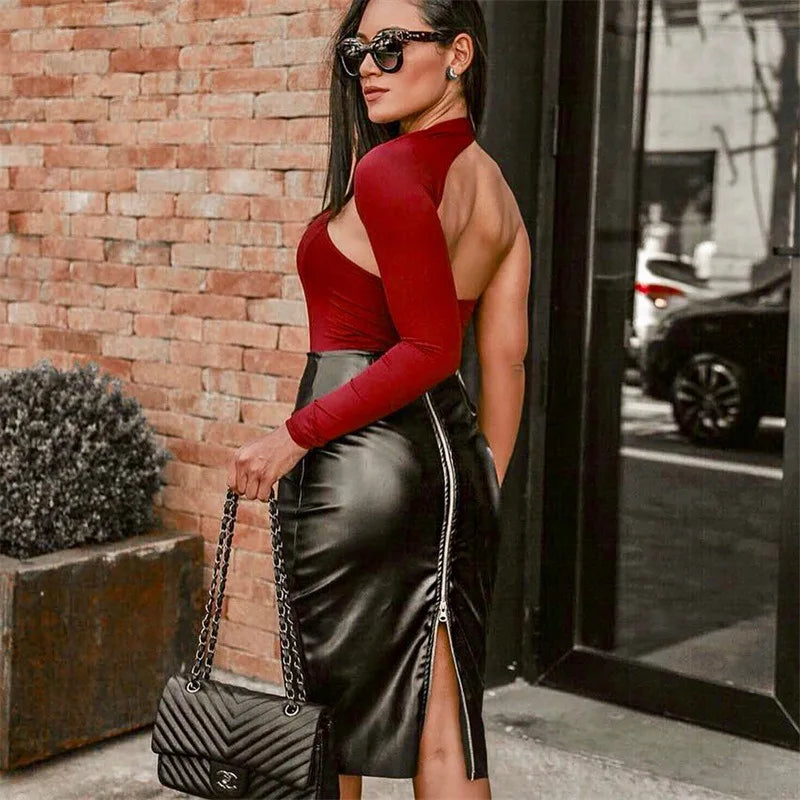 Sexy one shoulder tight jumpsuit with European and American street style commuting milk silk base shirt