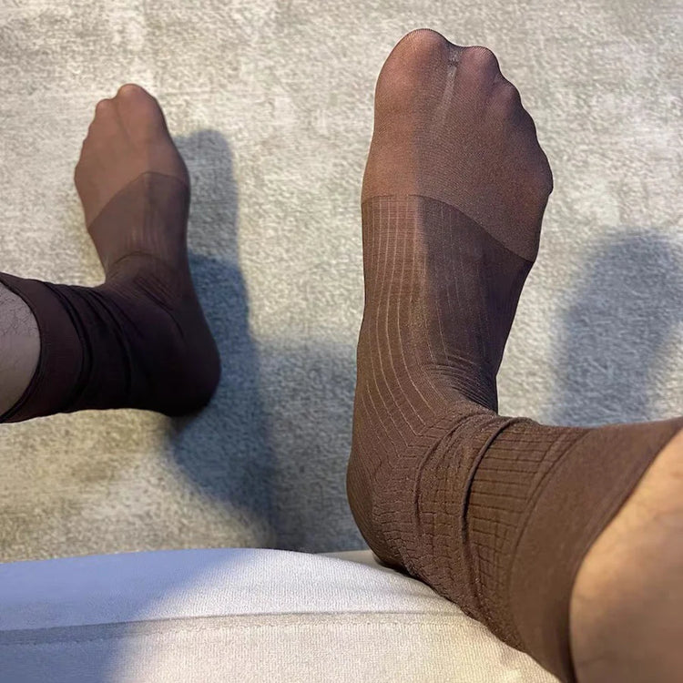 Dress Tube Socks Man Sheer Stockings Men Ultra Thin Erotic Formal Wear Socks Man Sexy Transparent Business Socks