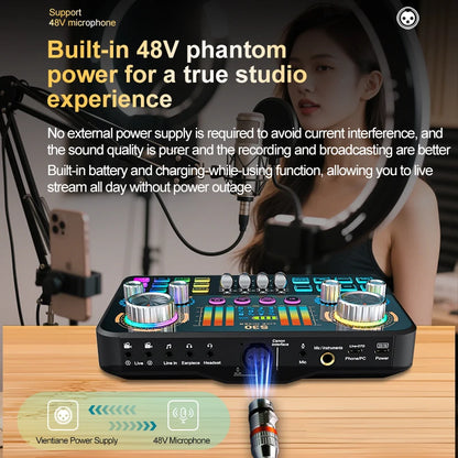 S30 DJ Mixing Effects Audio Mixer FUHAM S30 Live Sound Card Voice Changer for Live Streaming Music Recording