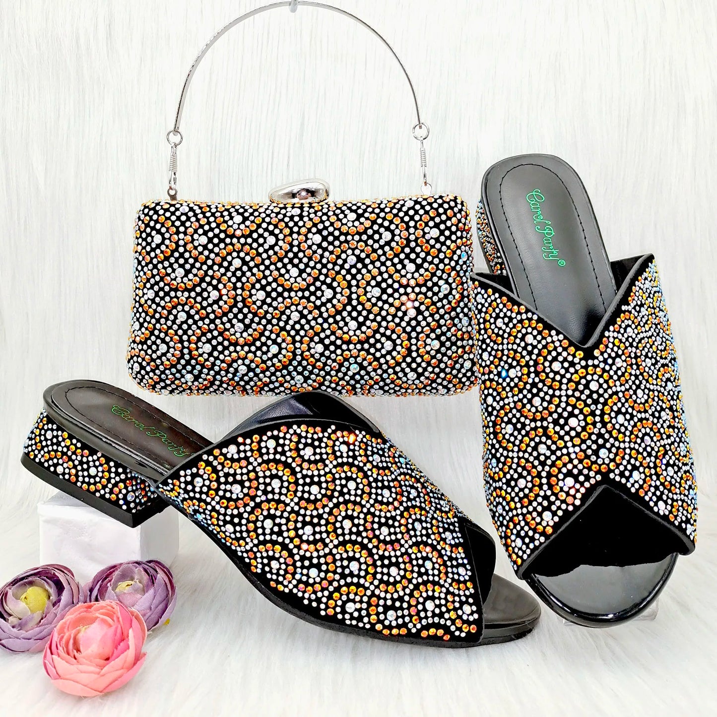 Doershow Italian Shoes And Bag Sets For Evening Party With Stones Italian Leather Handbags Match Bags!  SRT1-8