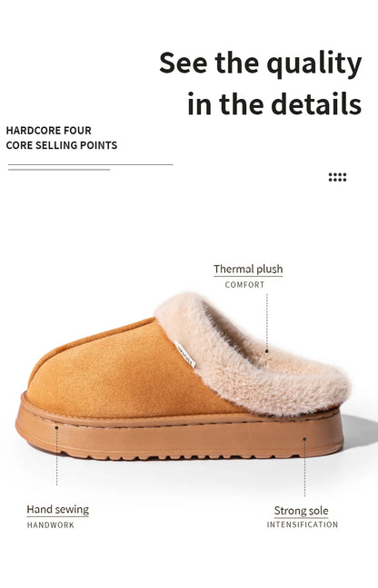 Women Fluffy Slippers for Autumn Winter Indoor EVA Thick Sole Anti-Slip Warm Unisex House Shoes