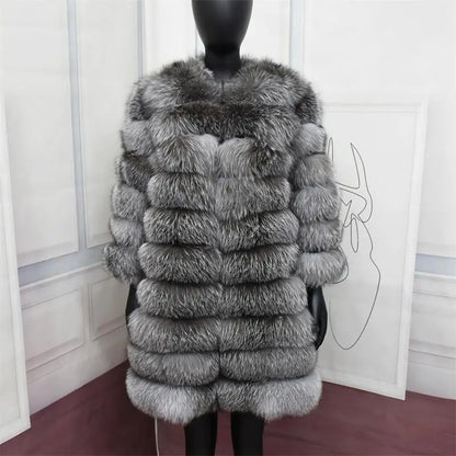 NEW Real Fur Coats Women Natural Real Fur Jackets Vest Winter Outerwear Women Silver Blue Fox Coat High Quality Fur Clothes