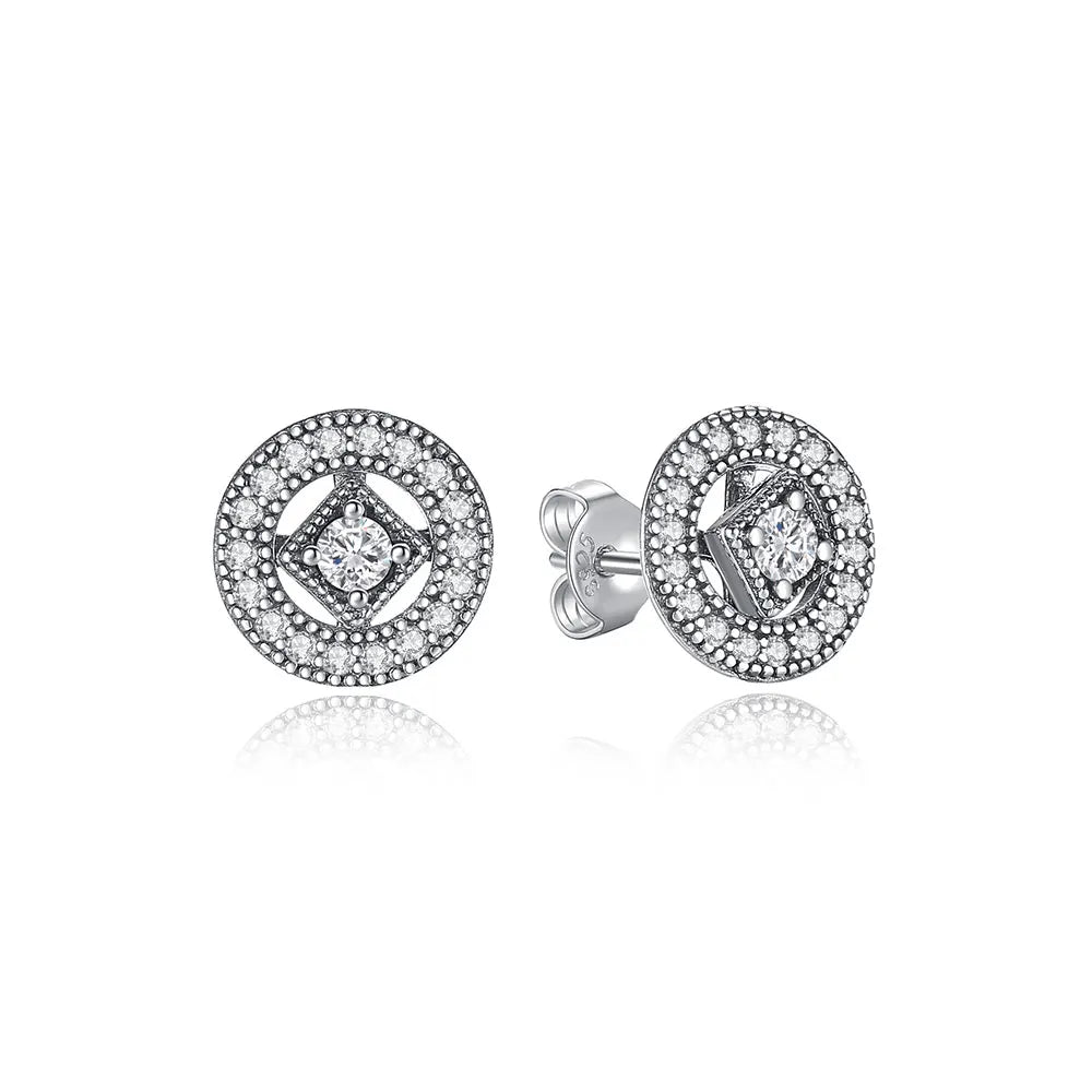 Original 925 Sterling Silver Earrings Infinity Love Heart Piercing Crystals Stud Earings For Women Birthday Gift Luxury Jewelry