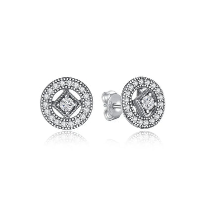 Original 925 Sterling Silver Earrings Infinity Love Heart Piercing Crystals Stud Earings For Women Birthday Gift Luxury Jewelry