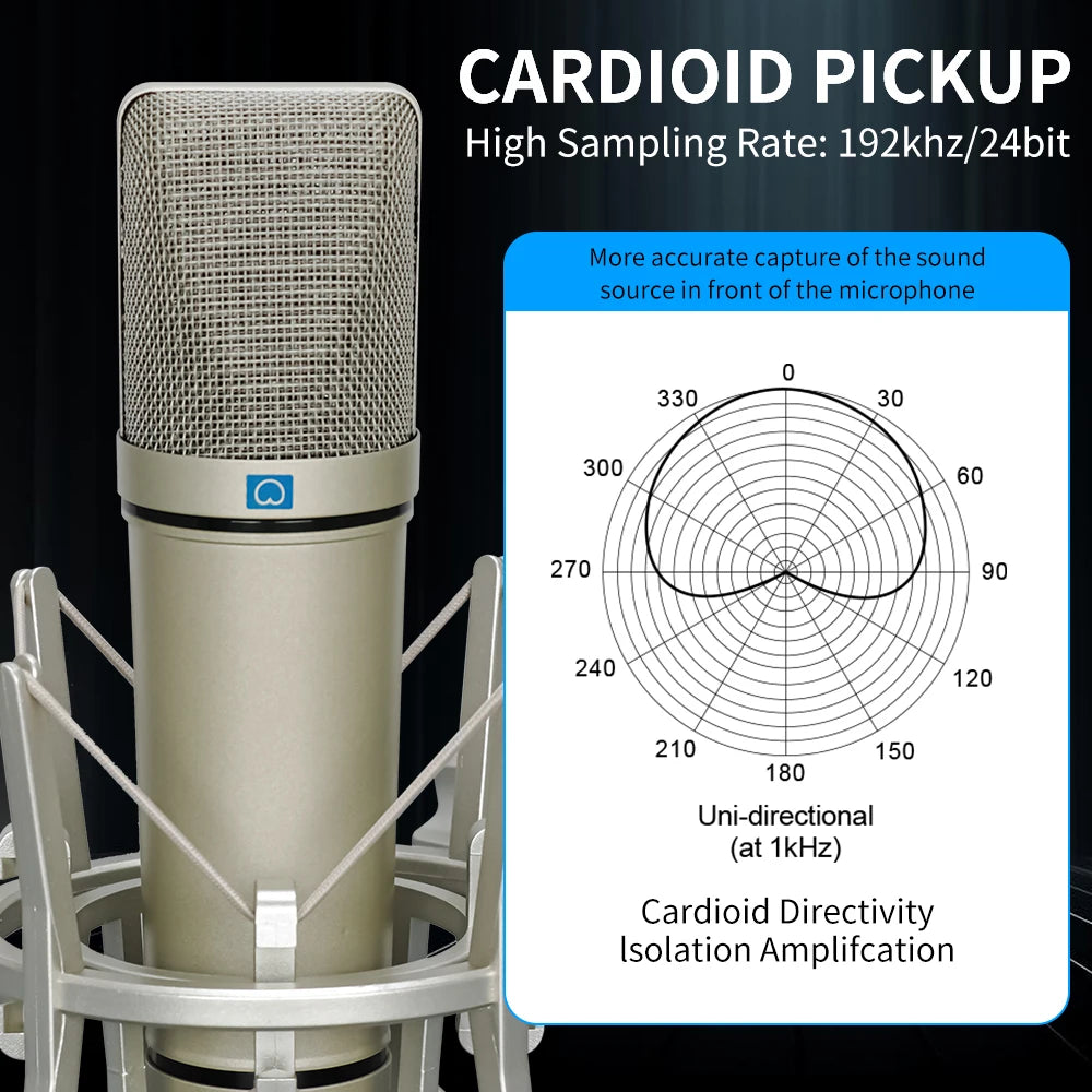 KDES AI XLR Condenser Microphone Professional Cardioid Studio Mic for Recording Podcasting Voice Over Streaming Home Studio