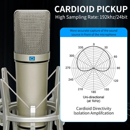 KDES AI XLR Condenser Microphone Professional Cardioid Studio Mic for Recording Podcasting Voice Over Streaming Home Studio