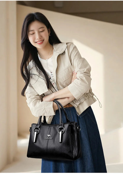 Genuine 3Layers High Quality Soft PU Leather Ladies Shoulder Crossbody Bags for Women  Luxury Handbags  Women  Designer A Main