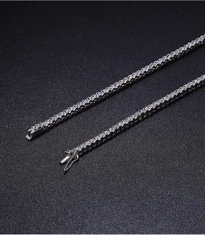 OEVAS 2.5mm Full Moissanite Tennis Necklace for Women Man 100% S925 Silver Neck Chain Necklaces Party Fine Jewelry Gift