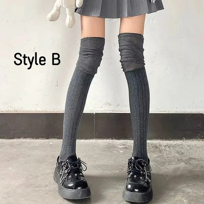 Spring Fall Knee High Stockings for Women White Vertical Stripe Long Socks Fashion Girls JK Skinny Boots Sock Japanese Style