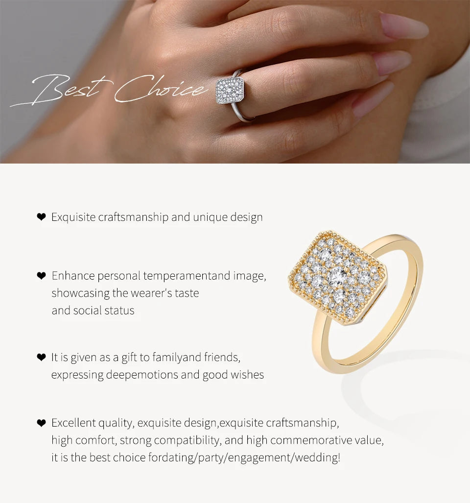 MINTYBOX Rectangul Moissanite Ring S925 Silver Engagement Diamond Rings 18K Gold For Women Luxury Fine Jewelry Anniversary Gift