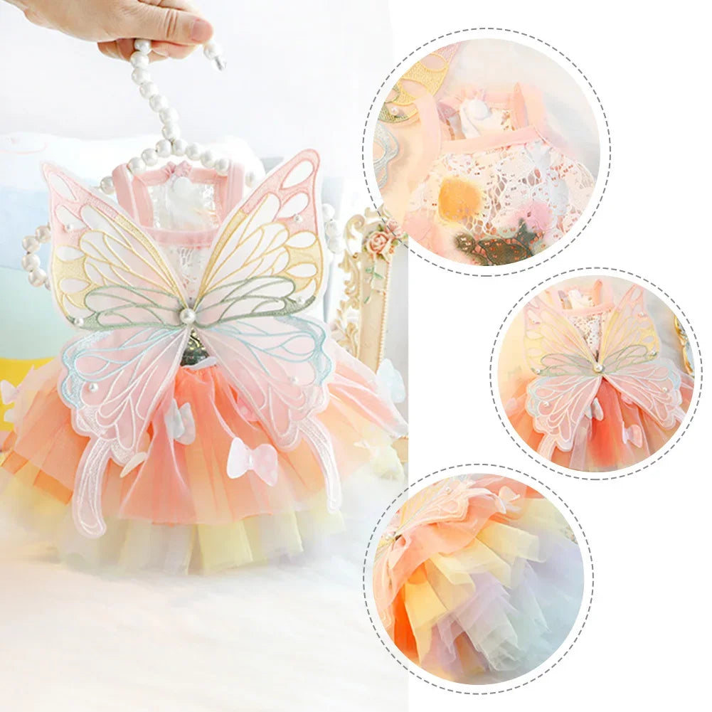 Cat Dog Princess Dress Clothes Rabbit Bunny Kitten Butterfly Costume Schnauzer Chihuahua Puppy Summer Sweet Mesh Dress