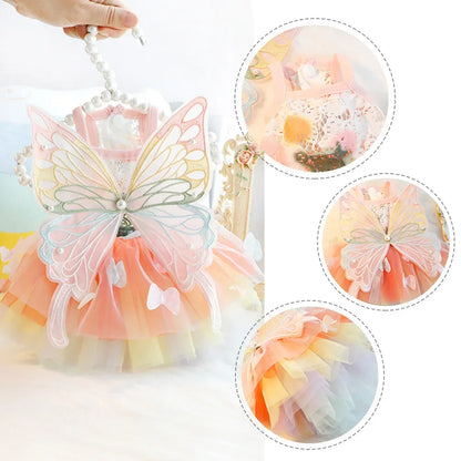 Cat Dog Princess Dress Clothes Rabbit Bunny Kitten Butterfly Costume Schnauzer Chihuahua Puppy Summer Sweet Mesh Dress