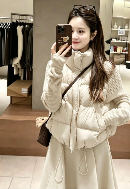 Women's Vest Autumn Winter Sleeveless Down Jacket Loose Casual Stand Collar Pocket Puffer Waistcoat Coat Female Trendy Outerwear