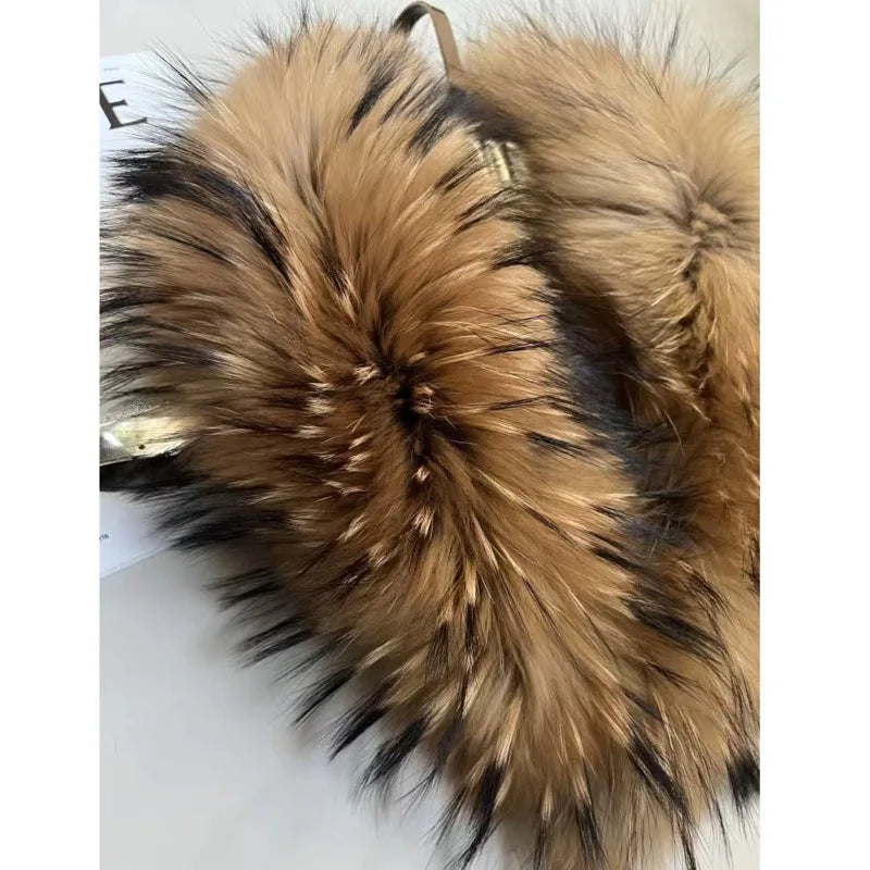Raccoon Fur Collar Female Winter Fur Collar Coat Jacket Shawl Women Furry Fur Collar Scarves Neck Warmer Natural Fur Scarves