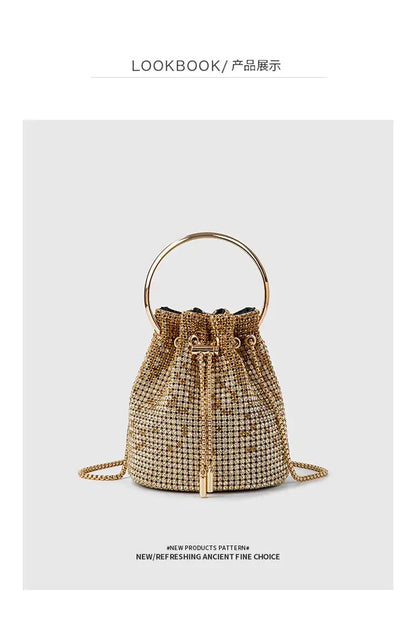 Diamond Bucket Bag for Women  Rhinestones Bling Shoulder Bags FashionTote Handbag Luxury Design Purse Crossbody Bag