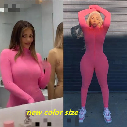 Fashion Workout Active Wear Ribbed Rompers Womens Jumpsuit Long Sleeve Fitness Embroidery Lucky Label Letter Zipper Jumpsuits
