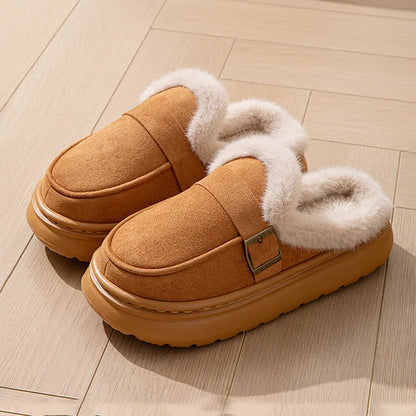Casual Women's Home Slippers Winter Plush Luxury Designer Woman Shoes Indoor Fluffy Platform Fuzzy Fur Slides Elegant Flats Warm