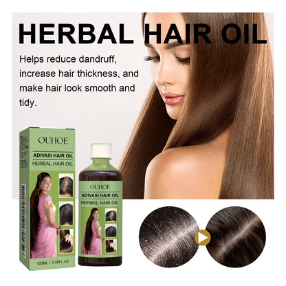 100ml Hair Growth Essential Oil India Adivasi Rosemary Damaged Hydrate Nourishing Scalp Reduce Dandruff Herbal Hair Care Serum