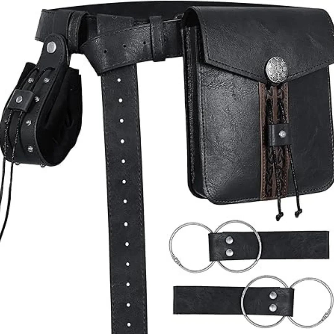 Medieval Belt Pouches - Renaissance Belt Pouch Coin Purse Skirt Hike Set - Medieval Pirate Costume Halloween Cosplay Belt