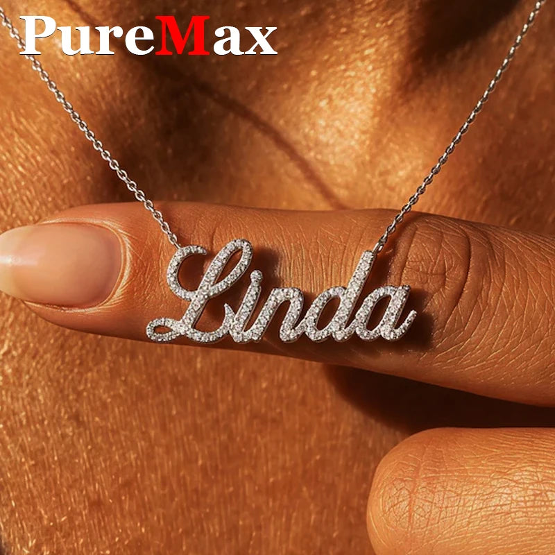 New Customized 26 Letters DIY Names Moissanite Pendant Necklace 925 Silver Jewelry Moissanite Necklace Bracelet For Women Gift