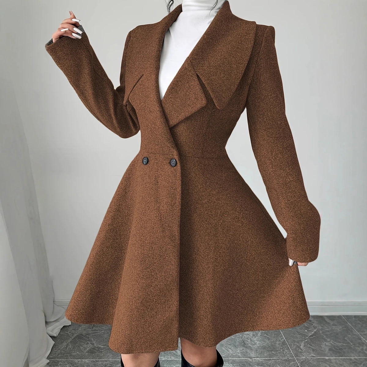 Women Woolen Coats Long Sleeve Turn-down Collar Jackets Ladies Autumn Winter Outerwear Coat