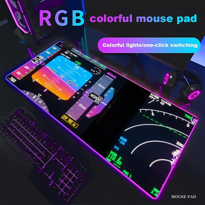 RGB Desk Mat Aviation Theme Mouse Pad Large Rubber Anti-slip Aircraft Dashboard HYBXAXC Office and Gamr Keyboard Mats Decor Mat
