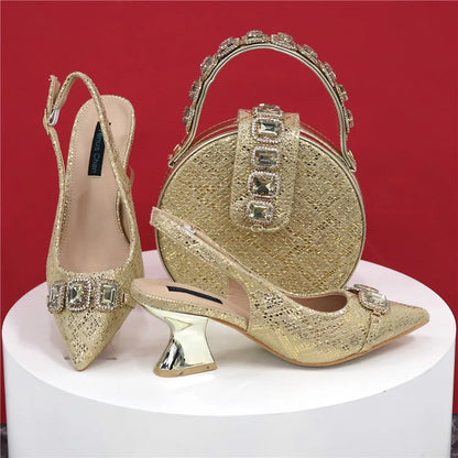 Newest Style Teal Sky Color Platform Design Peep Toe Ladies Shoes Matching Bag Set For Mature Women Heel Party Pump