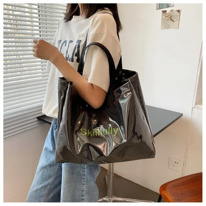 Fashion Transparent Women's Tote Bag Large Capacity Women Luxury Designer Handbag Bags Ladies Shoulder Bag with Free Shipping
