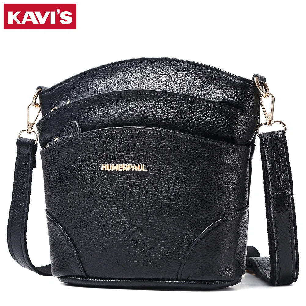100% Genuine Leather Women Messenger Bags Casual Cell Phone Purse with Adjustable Strap Multiple Pockets Crossbody Shoulder Bag