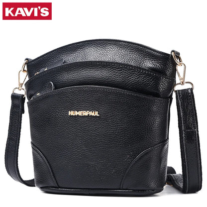 100% Genuine Leather Women Messenger Bags Casual Cell Phone Purse with Adjustable Strap Multiple Pockets Crossbody Shoulder Bag