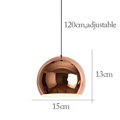 Nordic Rose Gold Pendant Lights Plated Metal Hanging Lamp Fixtures Dining Room Kitchen Island Bar Cafe Indoor Decor Lighting E27