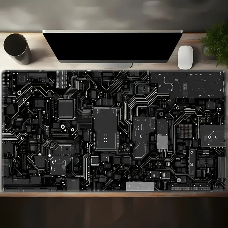 Black Circuit Board Pattern Mouse Pad Large Computer Office Table Mats Rubber Anti-slip Gaming Keyboard Mousepads Long Desk Pads