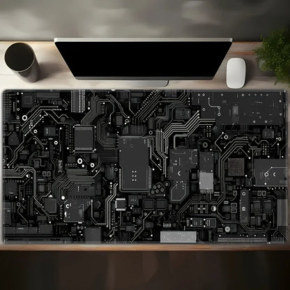 Black Circuit Board Pattern Mouse Pad Large Computer Office Table Mats Rubber Anti-slip Gaming Keyboard Mousepads Long Desk Pads