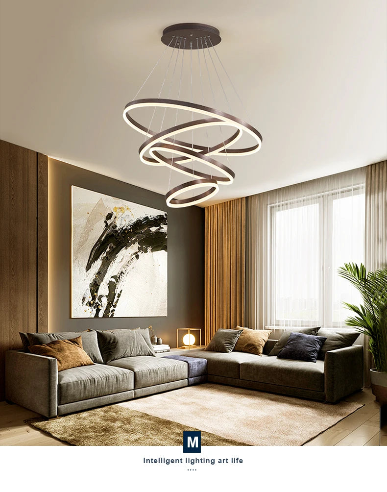 Mordern Minimalist Hign-end LED Pendant Lights Designer Circle Chandelier Home Rooms Decoration for Hall Living Lamping Fixtures