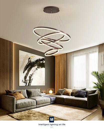 Mordern Minimalist Hign-end LED Pendant Lights Designer Circle Chandelier Home Rooms Decoration for Hall Living Lamping Fixtures