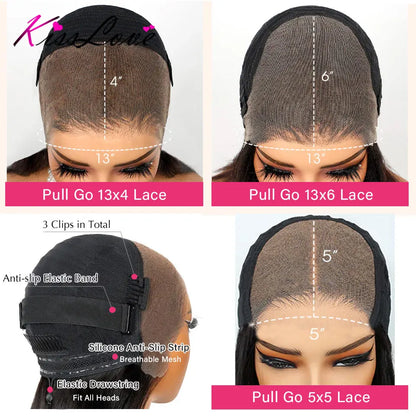 Straight Pull Go 13x6 Lace Wig with Elastic Drawstring 13x6 HD Lace Frontal Wig 5x5 Glueless Wigs Human Hair 13x4 Lace Front Wig