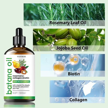 YUITIKUE Batana Oil Hair Essential Oil | With Rosemary, Collagen, Biotin & Vitamin E For Deep Moisturizing 100ml