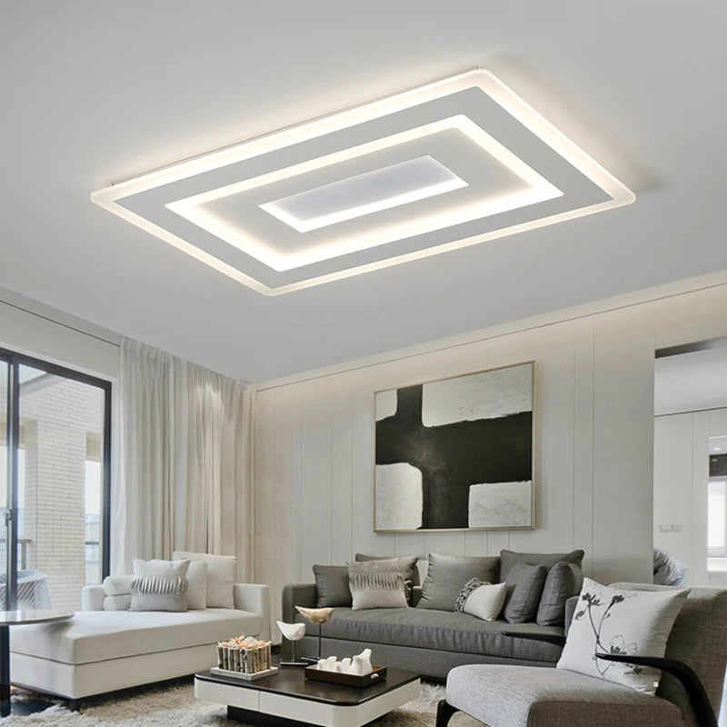 Slim LED Ceiling Light Dimmable Chandelier Ceiling Lamps Sleek White Lamp for Living Room Bedroom, Flush Mount Lighting Lights