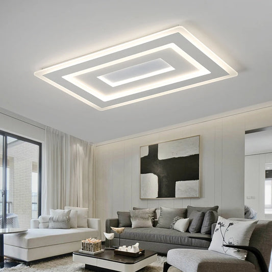 Slim LED Ceiling Light Dimmable Chandelier Ceiling Lamps Sleek White Lamp for Living Room Bedroom, Flush Mount Lighting Lights