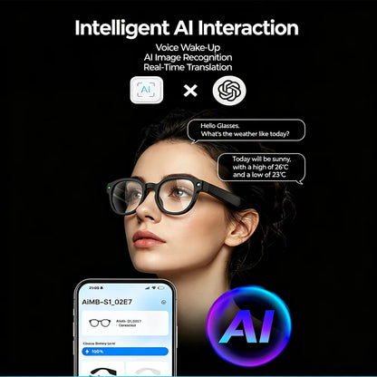 AI smart glasses, high-definition video recording, voice calling and music functions, suitable for travel and outdoor activities