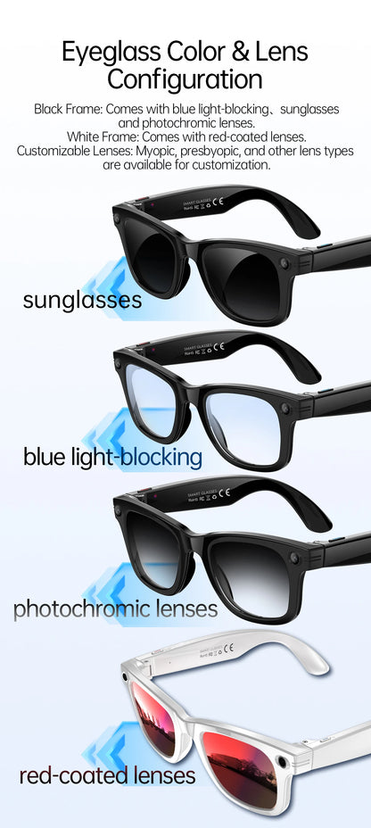 AI Smart Glasses with 8MP Camera Video Recording 100+ Languages Translation Sunglasses Bluetooth Call Music Play Men Women 2026